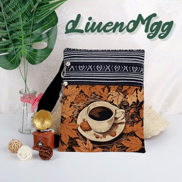 Crossbody Bag Polyester Small Ethnic Printed Adjustable Strap Ladies - Picture 5 of 7